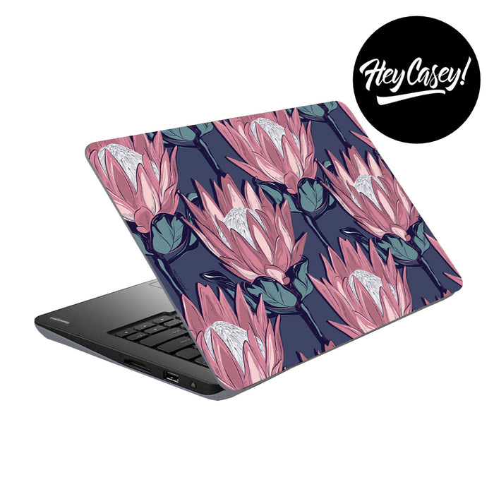 vinyl laptop skin with a king protea design, the national flower of South Africa