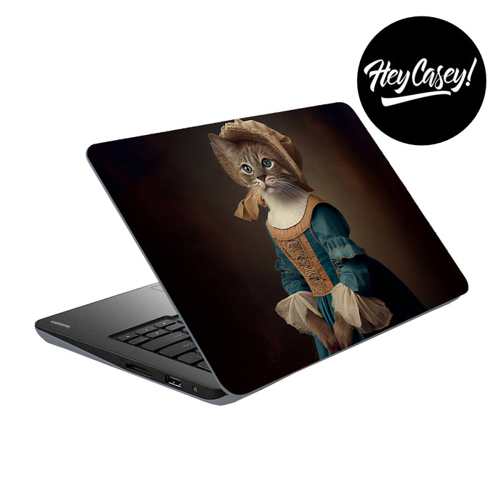 vinyl laptop skin with design of a cat in the style of the old masters