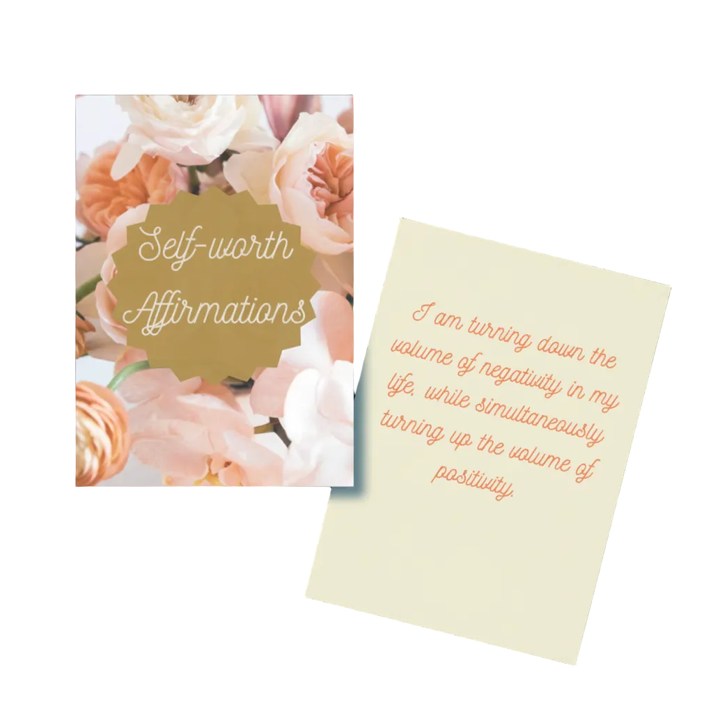 Self Worth Affirmation Cards on black background