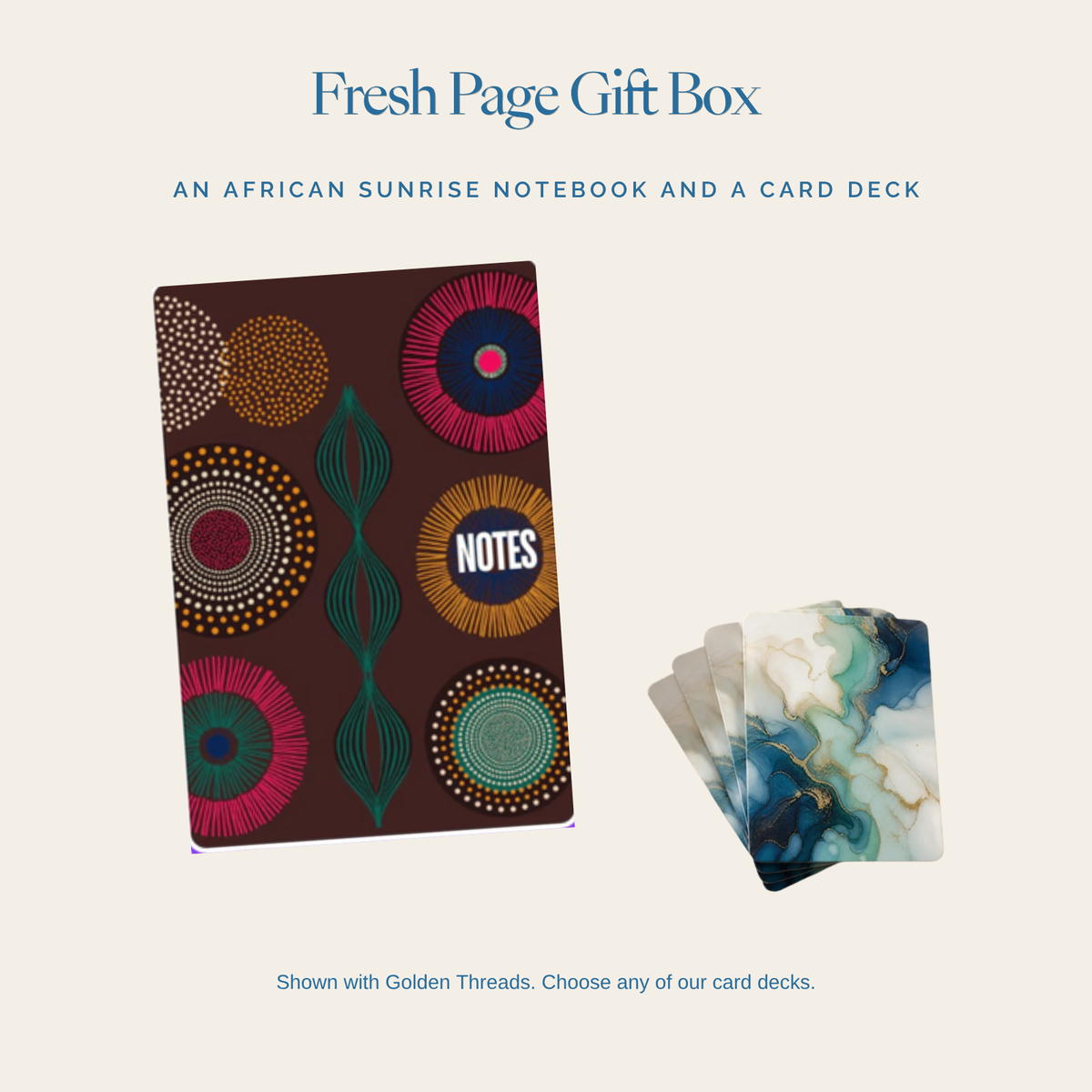 Fresh Page Gift Box: African Sunrise notebook and card deck