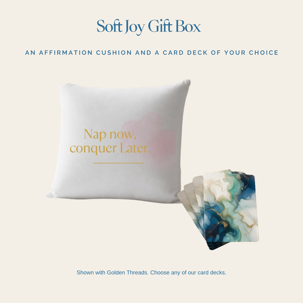 Soft Joy Gift Box: affirmation cushion and card deck