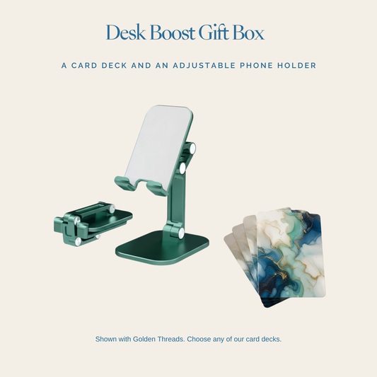 Desk Boost Gift Box: card deck and adjustable phone holder