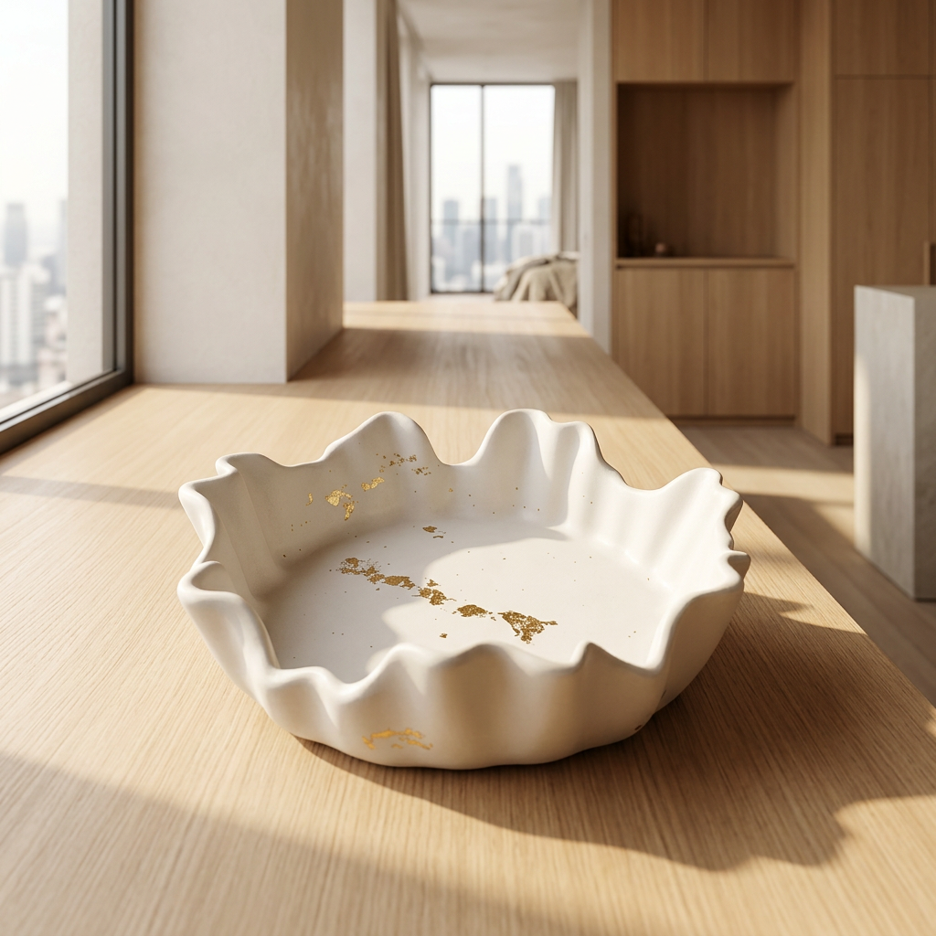 Asymmetric Rippled Large Bowl | Lucence by Mo