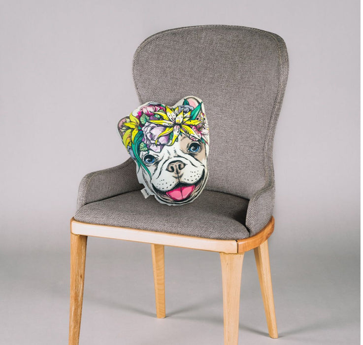 Frenchie Fun Gift Bundle – French Bulldog Pillow, Floral Laptop Skin & Phone Case (Dog Lover Set)