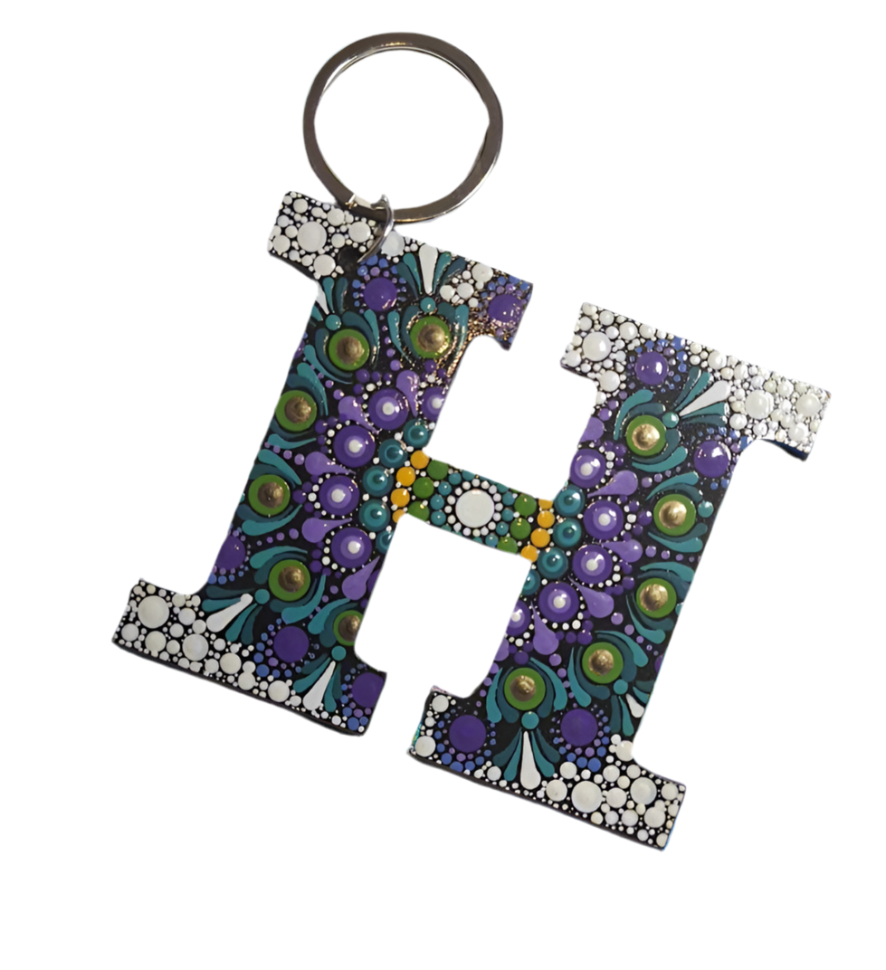 Hand Painted Letter Keyring