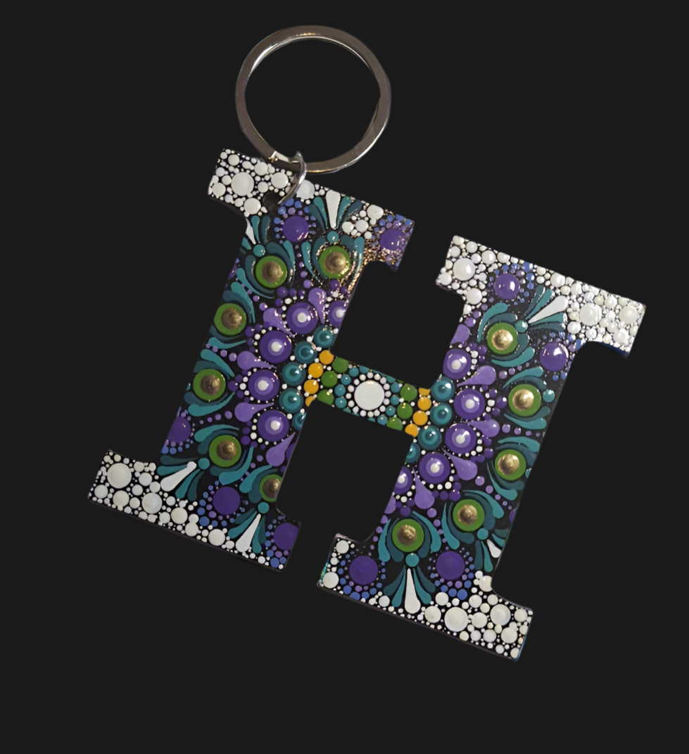 Hand Painted Letter Keyring