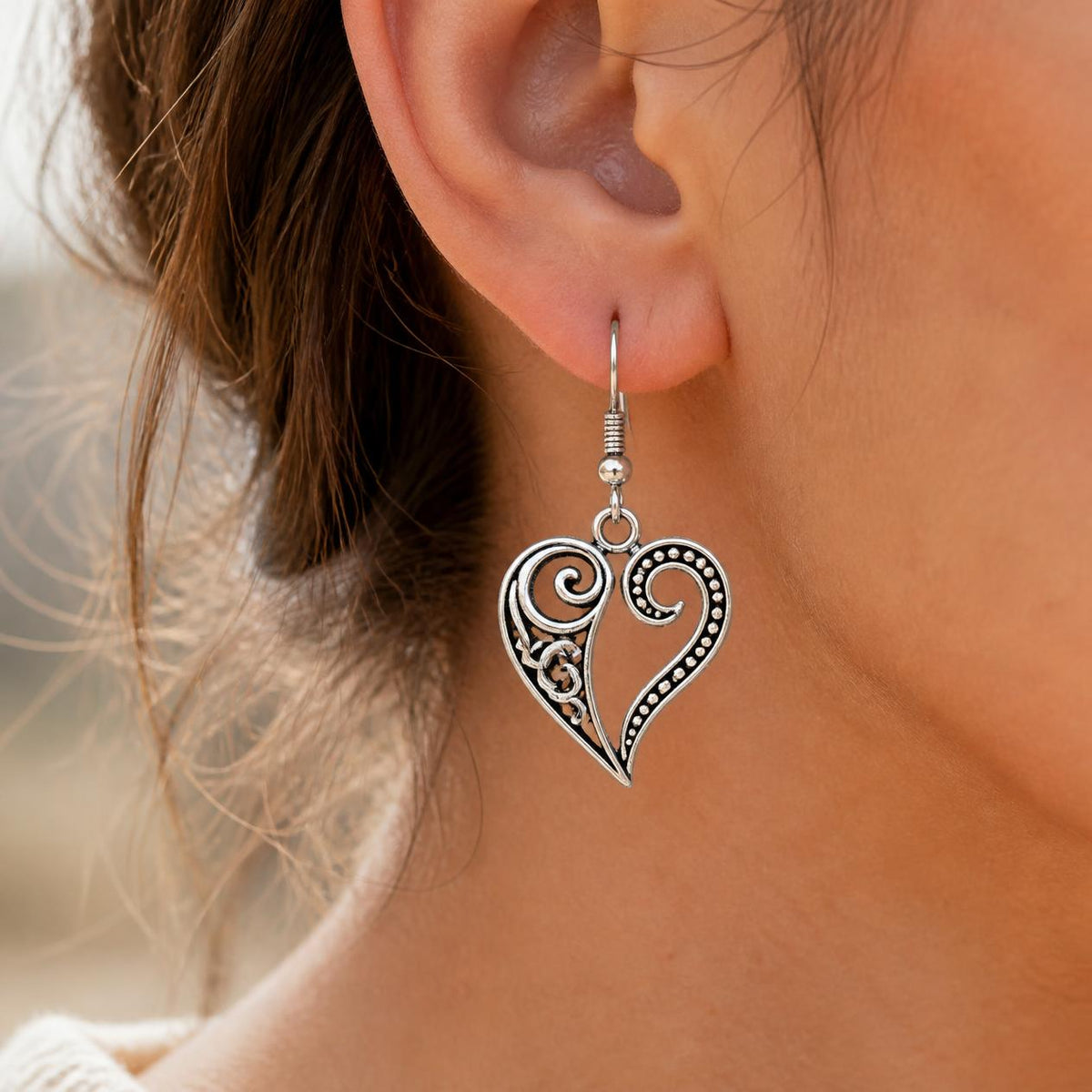 Silver Charm Drop Earrings