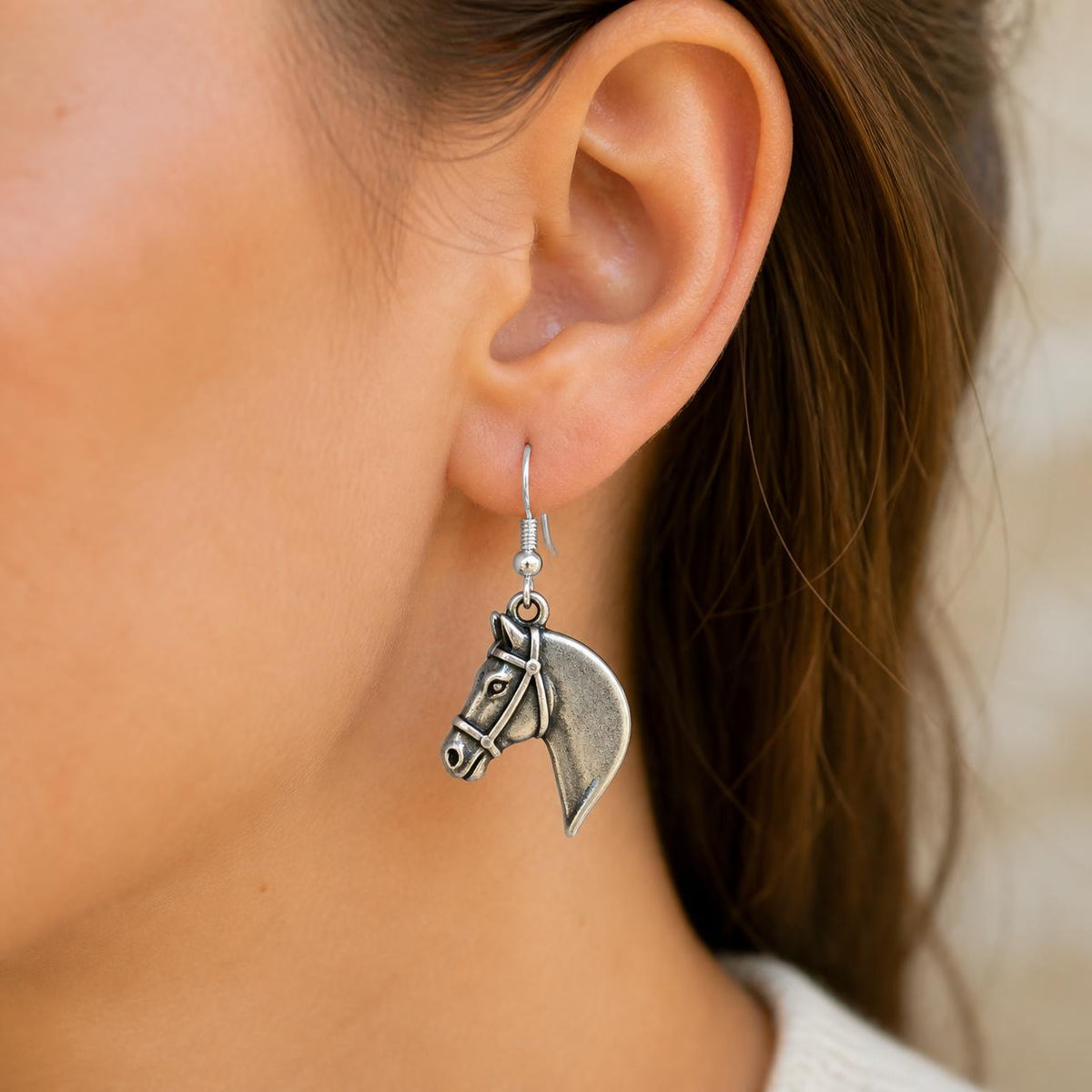 Silver Charm Drop Earrings