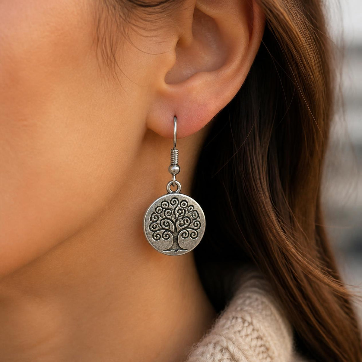 Silver Charm Drop Earrings