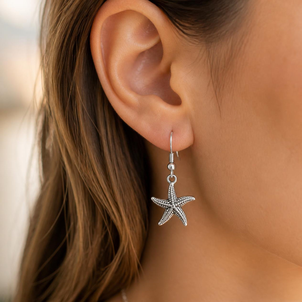 Silver Charm Drop Earrings