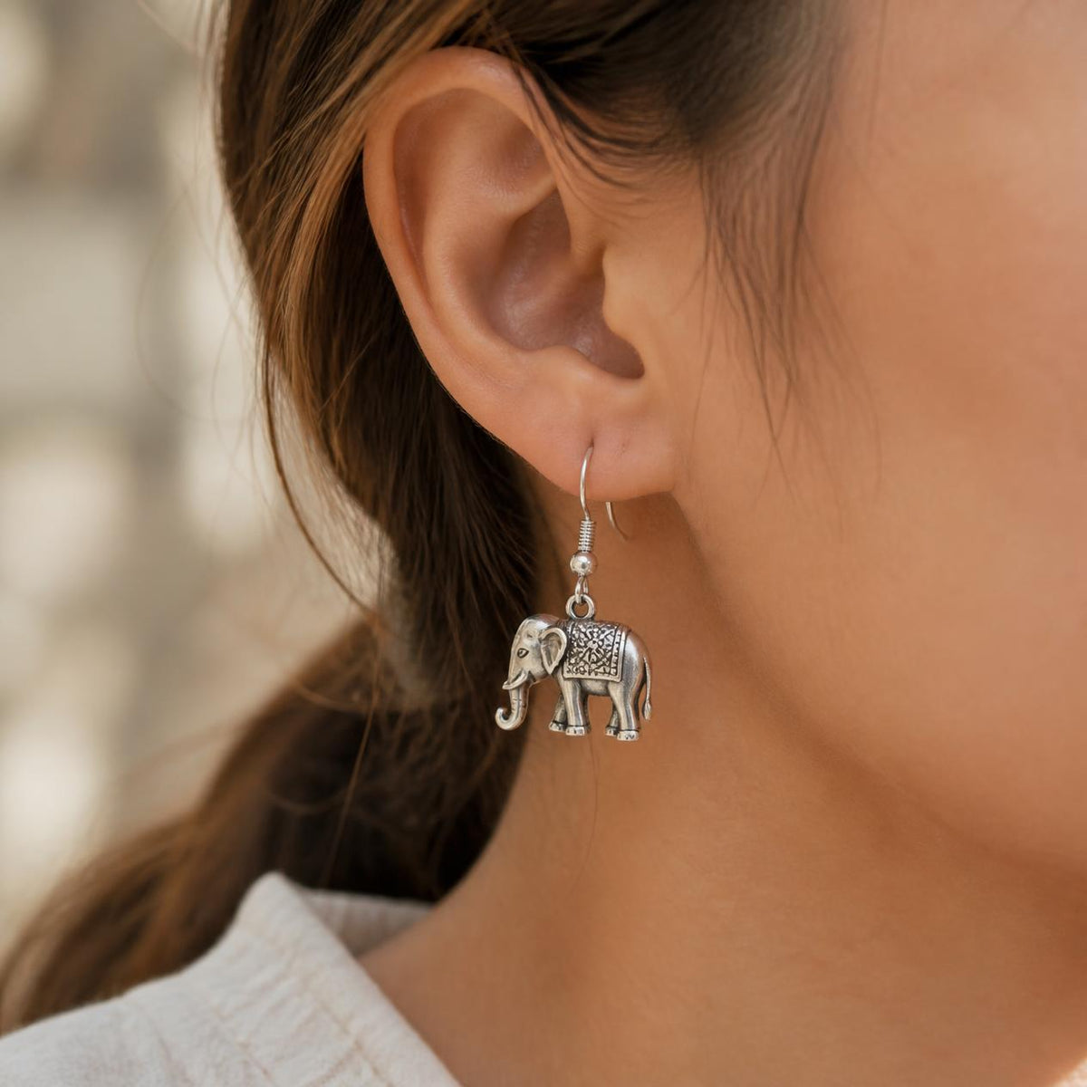 Silver Charm Drop Earrings