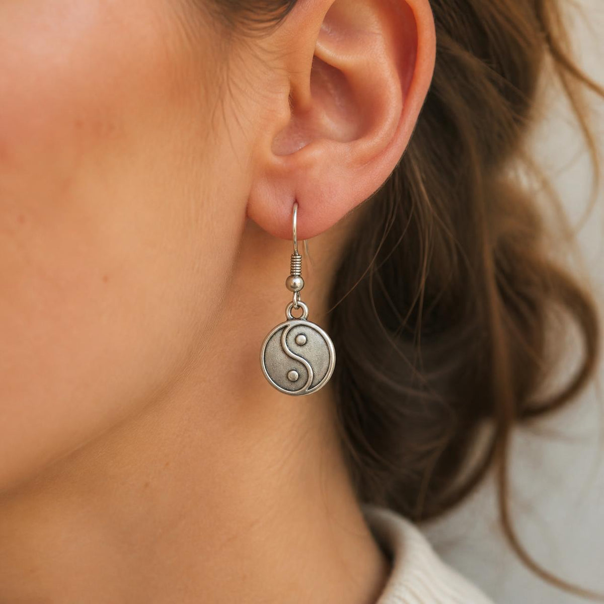 Silver Charm Drop Earrings