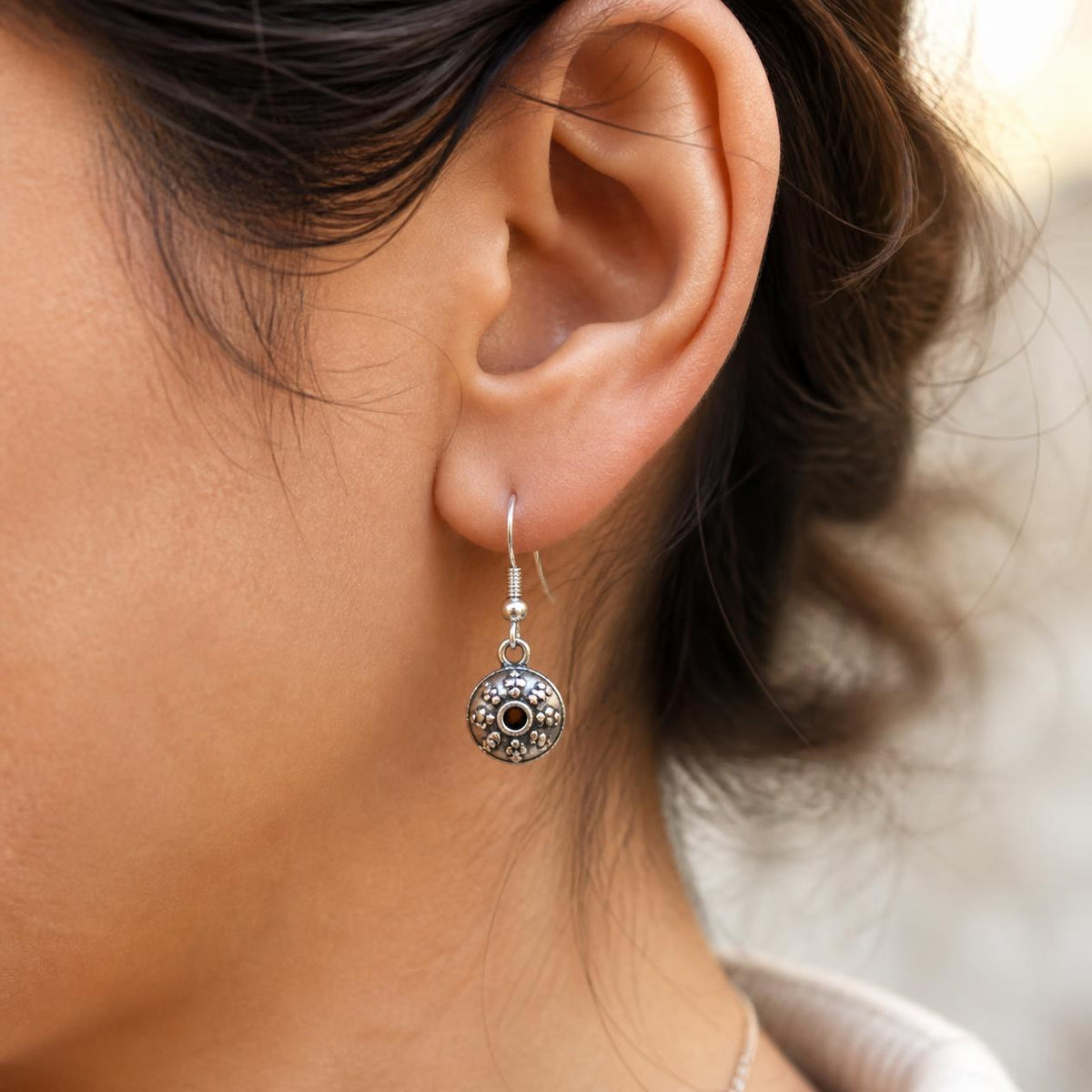 Silver Charm Drop Earrings