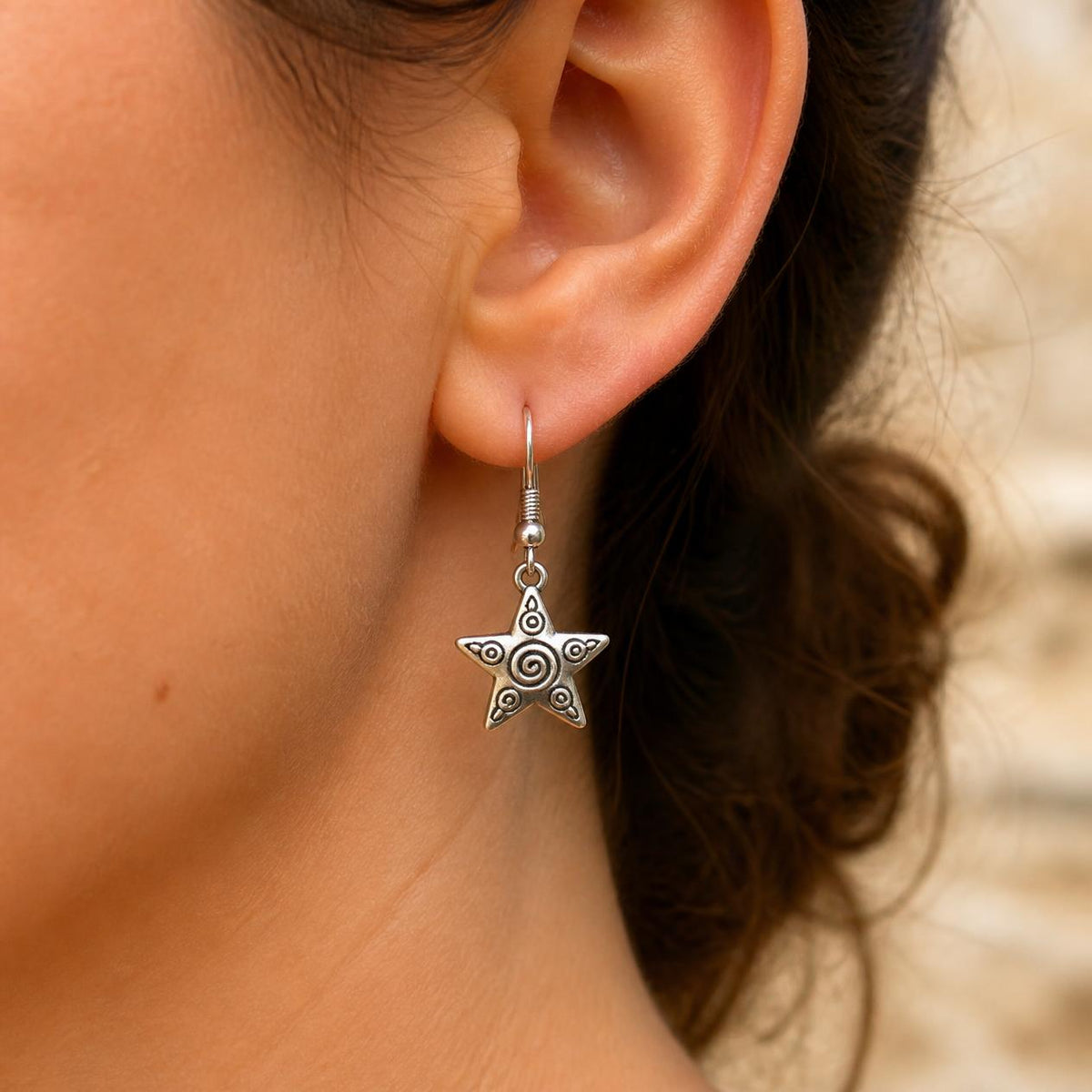 Silver Charm Drop Earrings