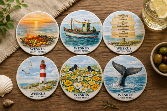West Coast Collection:  Set of 6 glass Weskus coasters