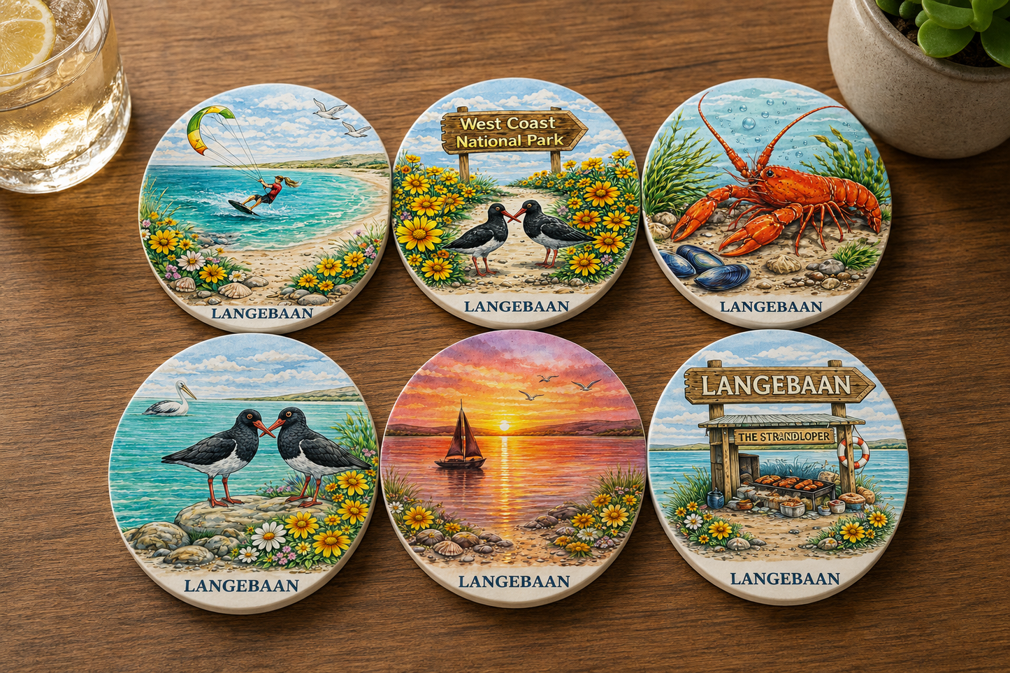West Coast Collection  :  Set of 6 Langebaan Coasters