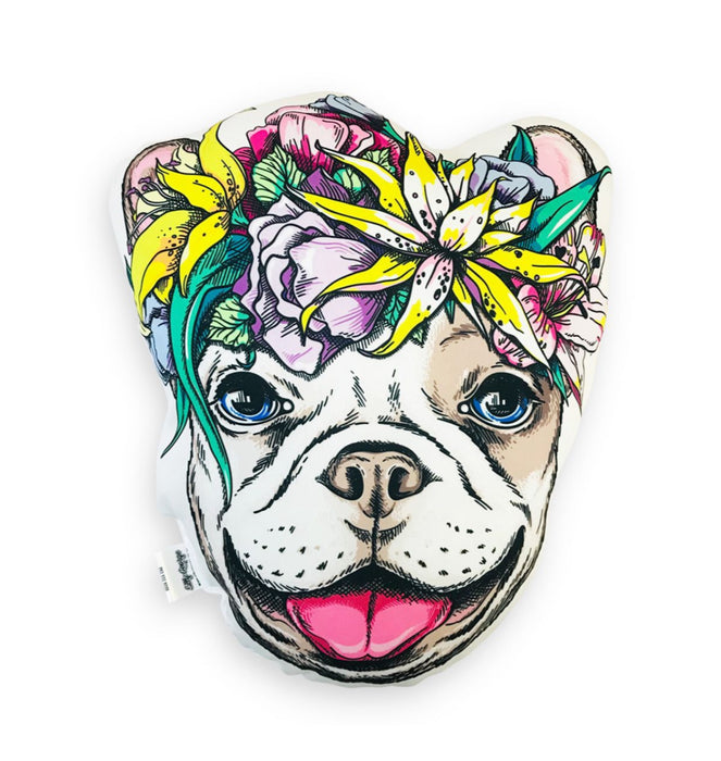 Frenchie Fun Gift Bundle – French Bulldog Pillow, Floral Laptop Skin & Phone Case (Dog Lover Set)