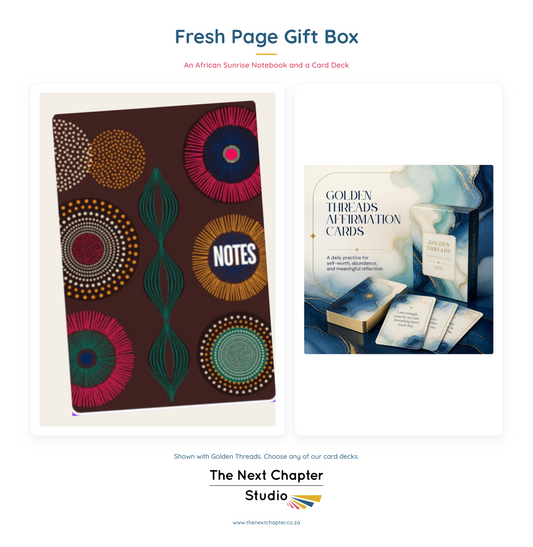 Fresh Page Gift Bundle – African Sunrise Notebook & Card Deck