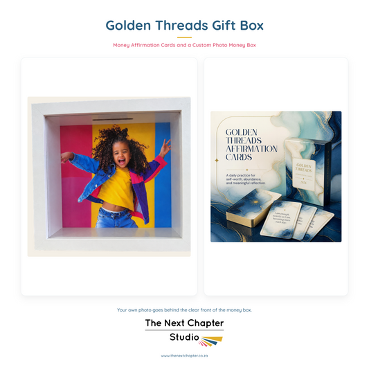 Golden Threads Gift Bundle – Financial Growth Cards & Custom Photo Money Box