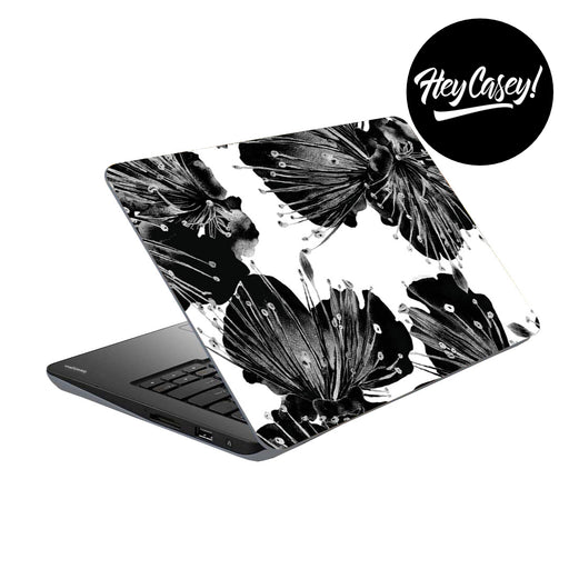 vinyl laptop skin with black floral design