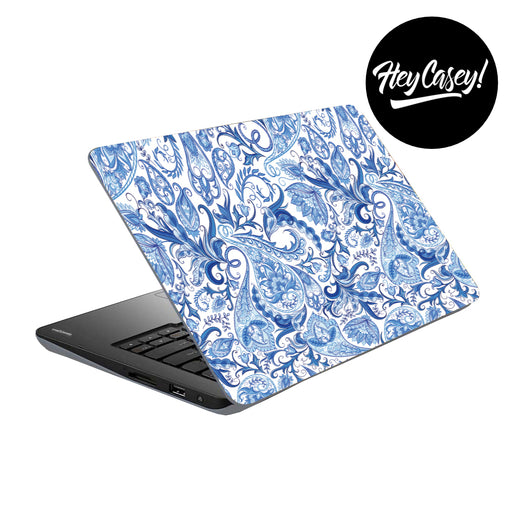 vinyl laptop skin with blue delft design