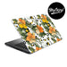 vinyl laptop skin with design of yellow and orange hibiscus flowers and leaves