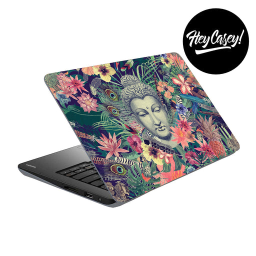 vinyl laptop skin with a buddah and floral design