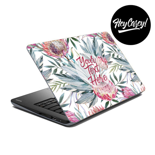 vinyl laptop skin with a watercolour protea design