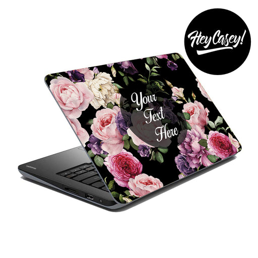vinyl laptop skin with floral design and place to add your own text