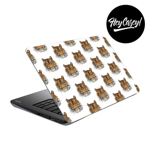 vinyl laptop skin with a tiger repeat pattern design