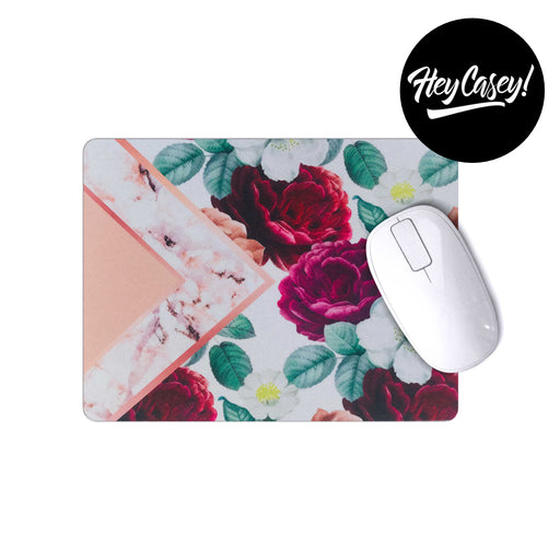 Mousepad with rose and marble print