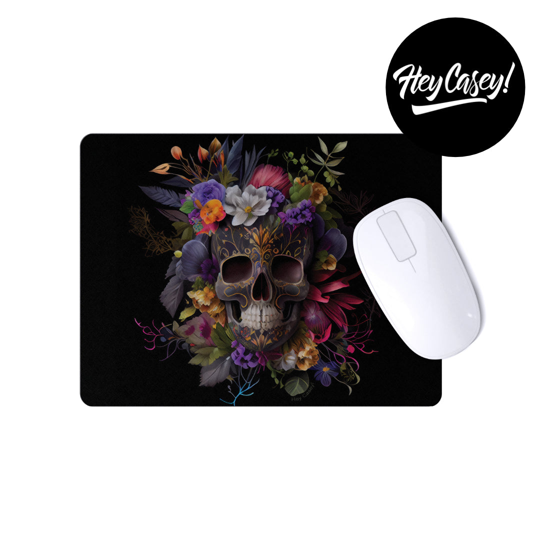 Skull and flowers mouse pad