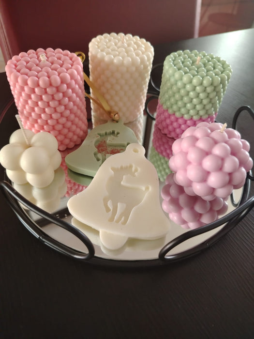 Hand-Poured Soy Candles – Vanilla, Champagne & Rose, Decorative Bubble & World Candles (Artisan Candle Collection)