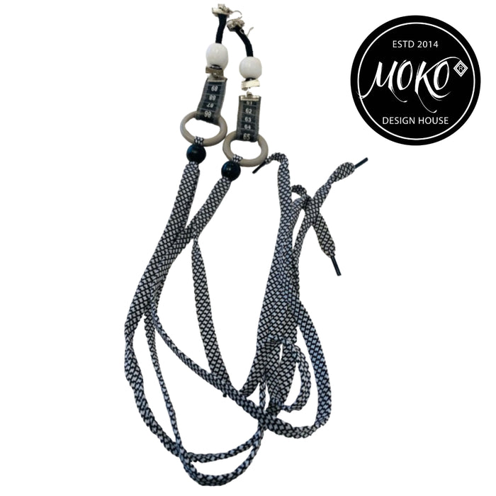 Moko Earrings, Design 2 with shoelaces