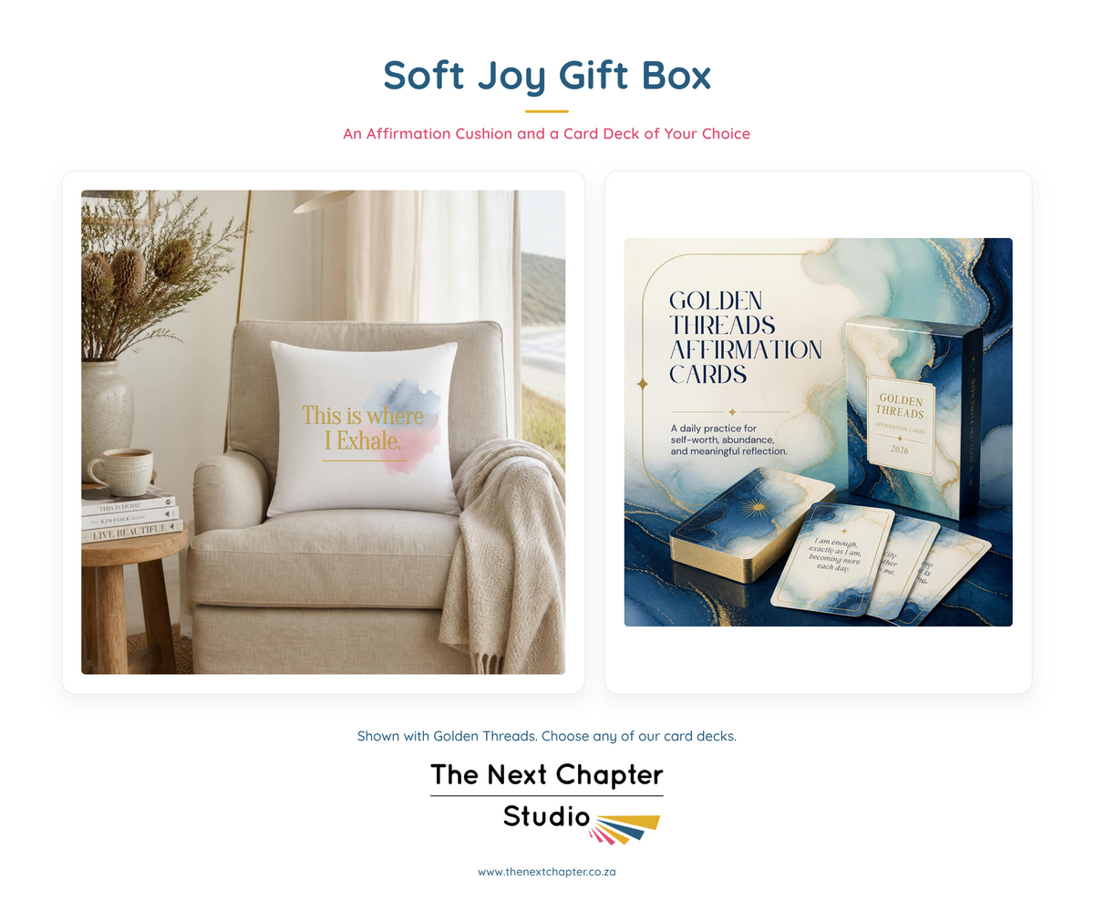Soft Joy Gift Bundle – Affirmation Cushion & Card Deck