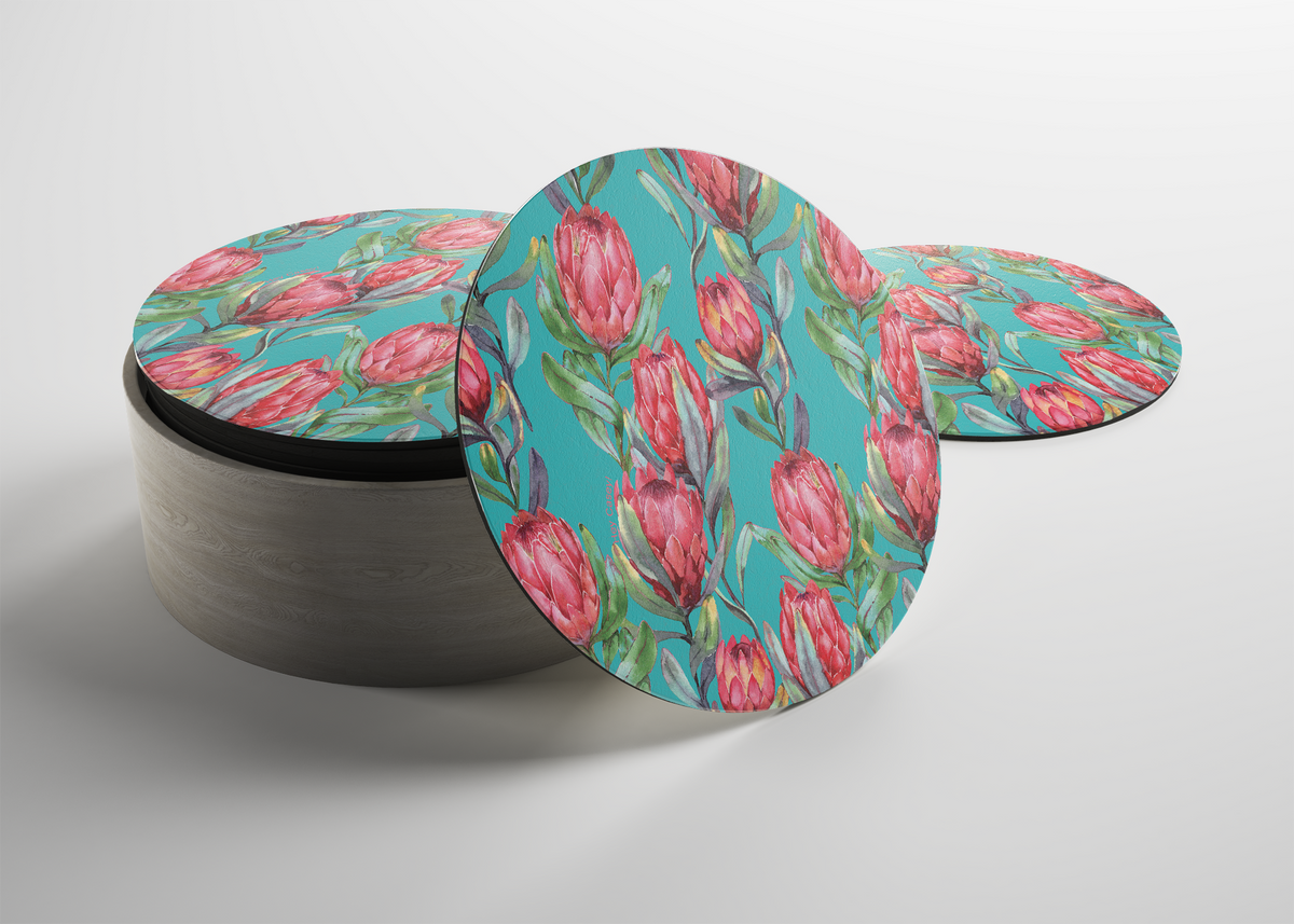 South African vibe protea coasters
