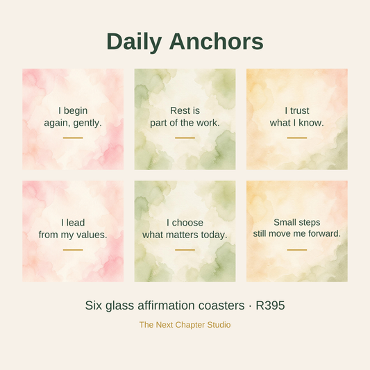 Daily Anchors: Set of 6 Glass Affirmation Coasters