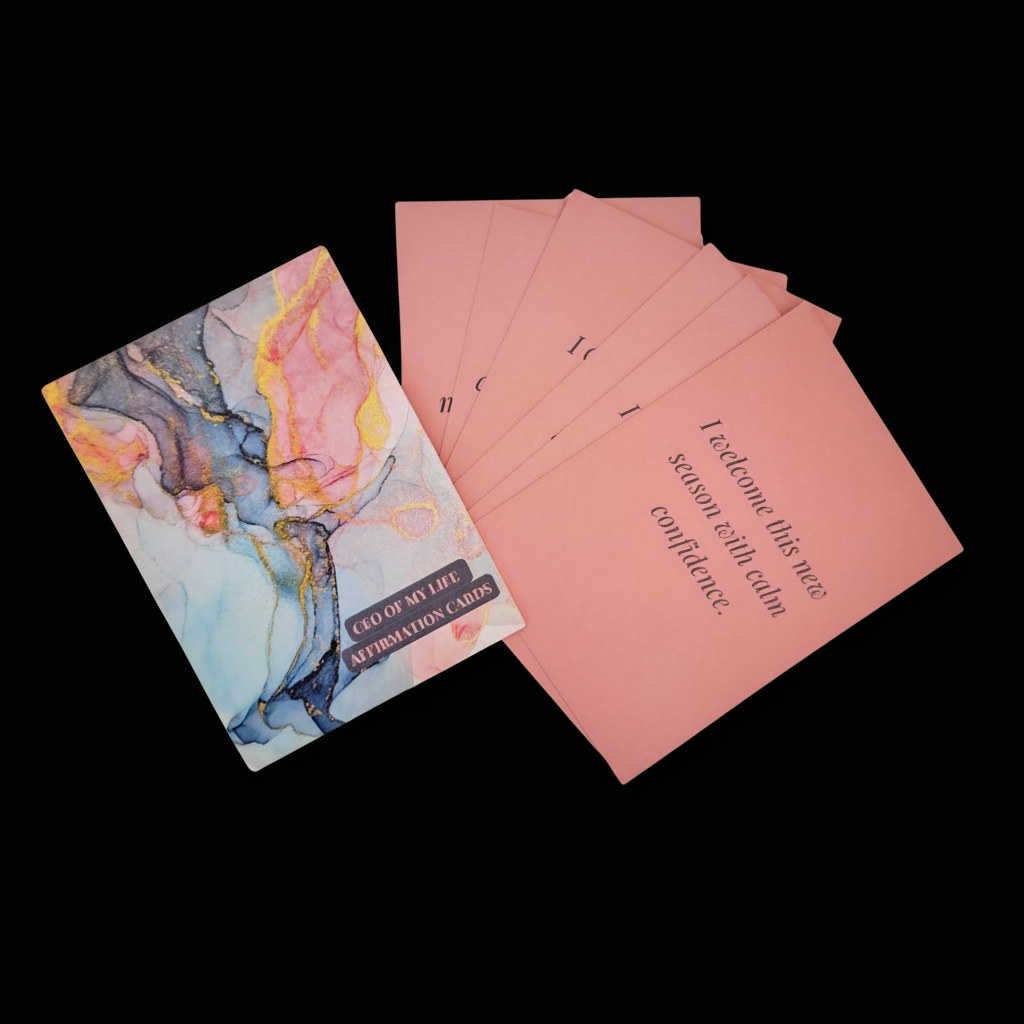 Affirmation Cards on black background