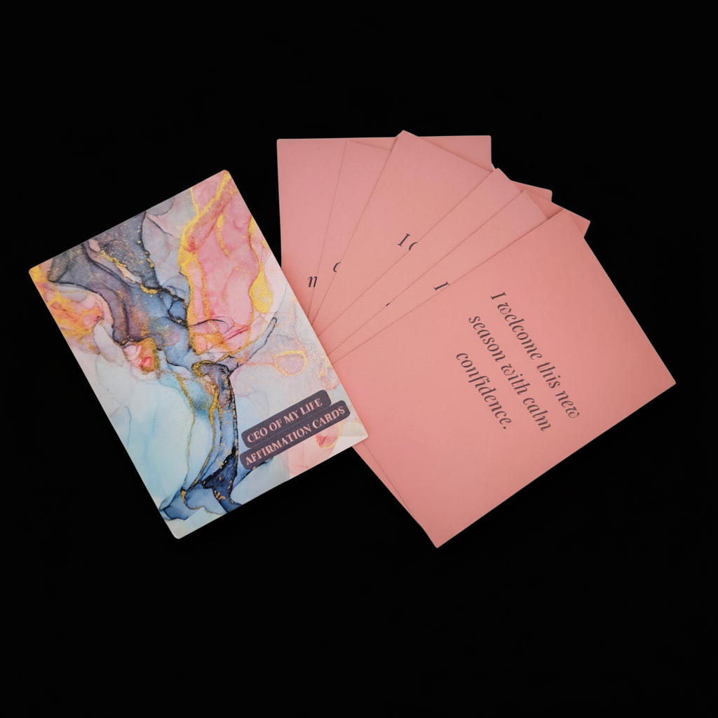 Affirmation Cards on black background