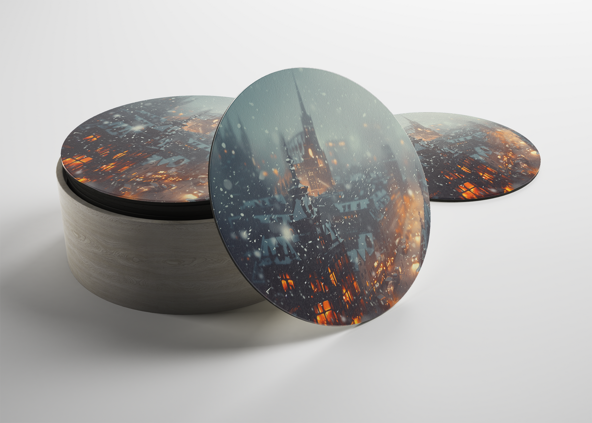 coasters with charming city design