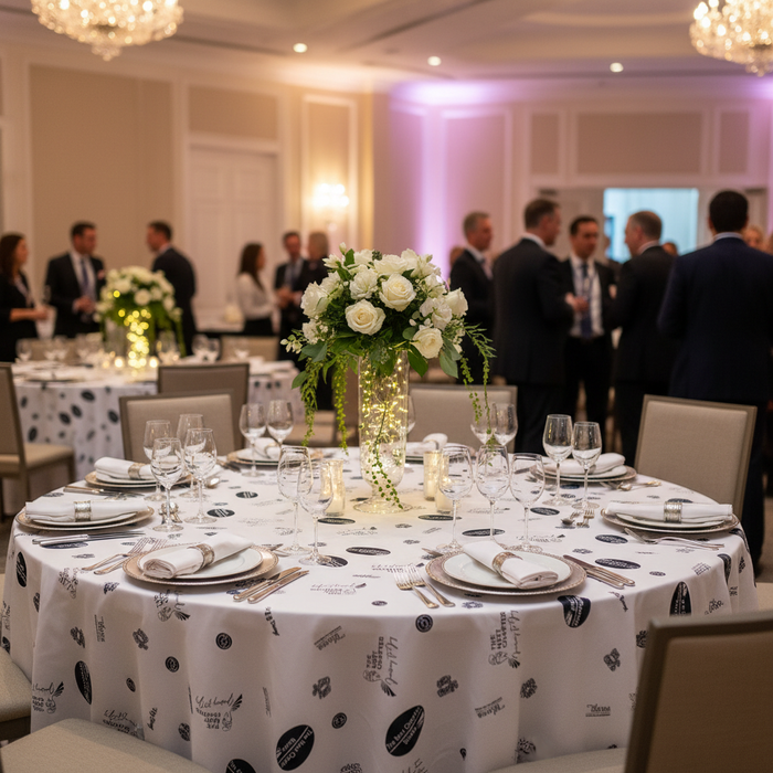 Corporate Gala with Branded Tablecloth
