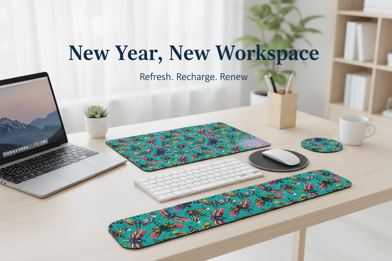 New Year, New Workspace banner with products
