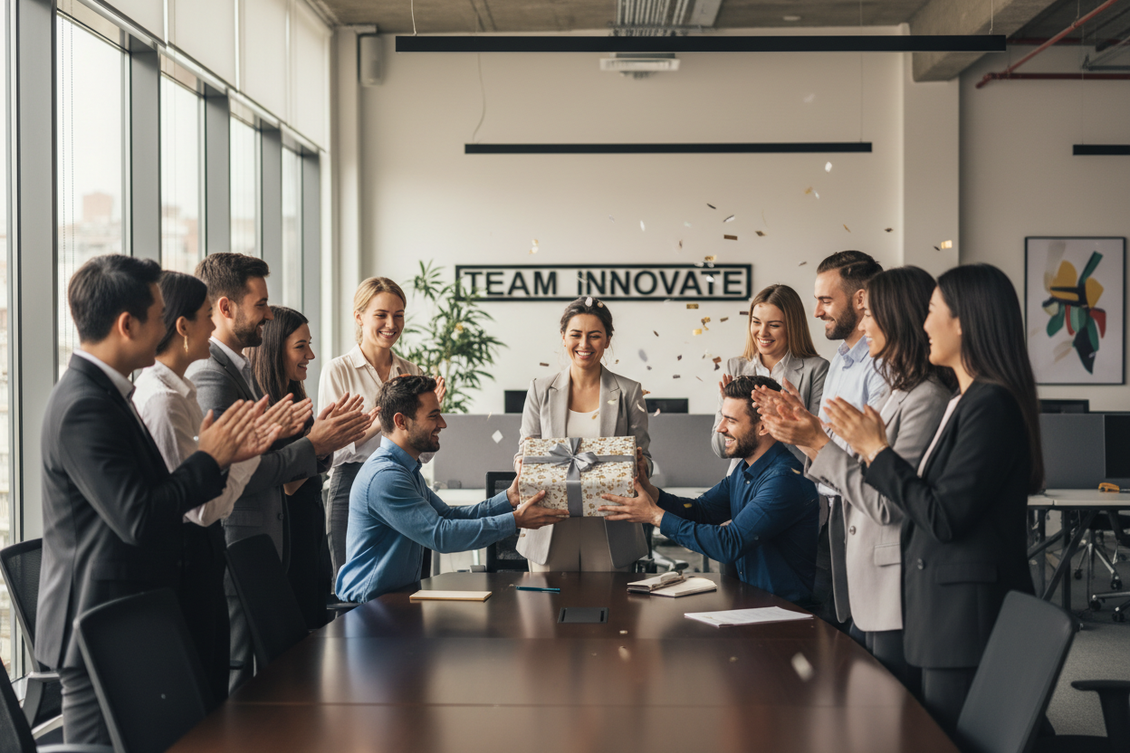 Team gift handover ceremony